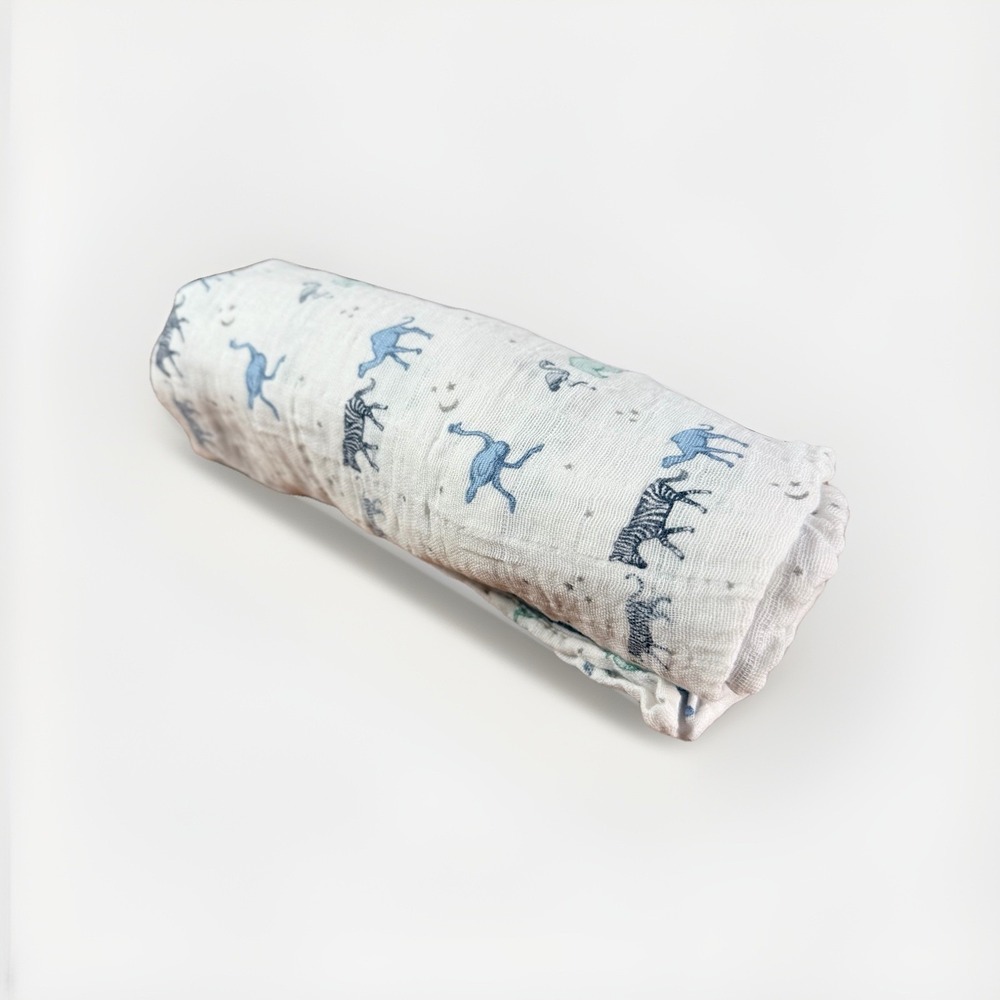 Aden + Anais Safari Animal Baby Swaddle Blanket Giraffe Elephant Hippo 47"x47" - Picture 3 of 6